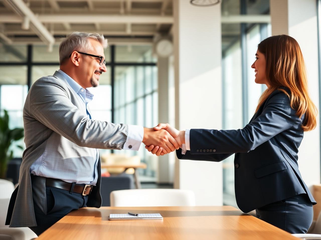 HR recruitment handshake during job interview