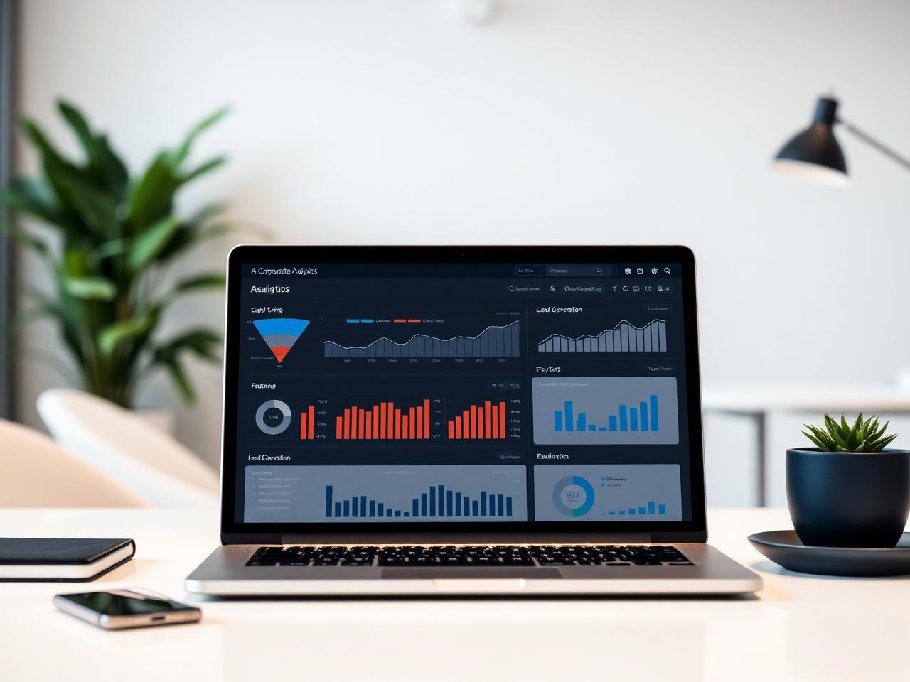 Marketing dashboard showing lead generation funnel